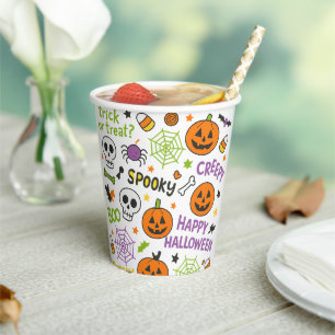 不気味&おもしろいパンプキンカラフル- Halloween Pattern 紙コップ
