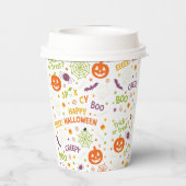 不気味&おもしろいパンプキンカラフル- Halloween Pattern 紙コップ (裏面)