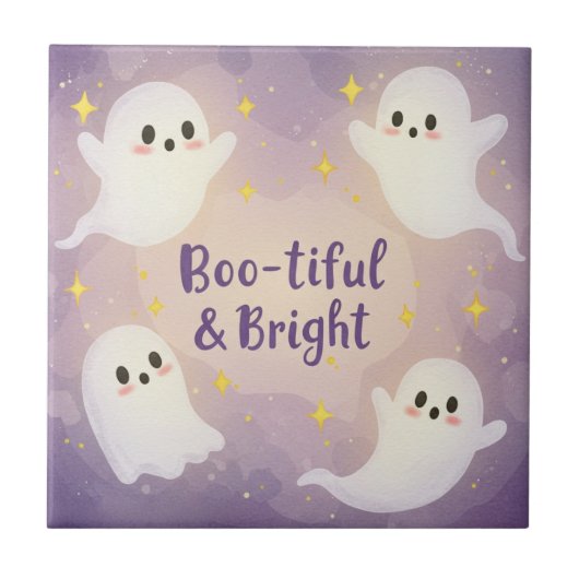 不気味&きらめく: Boo-Healy Halloween Greetings タイル (正面)