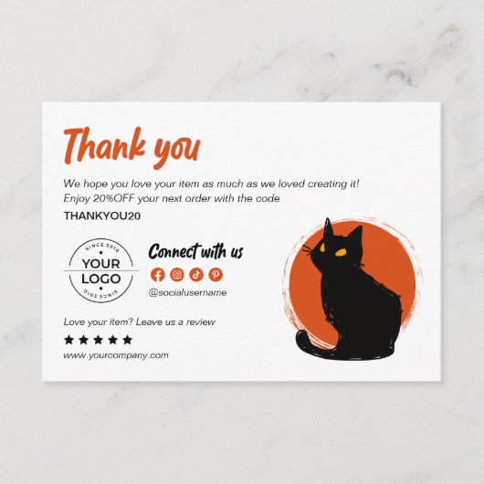 不気味&シックな黒猫ハロウィーンサンキューカード サンキューカード (正面)