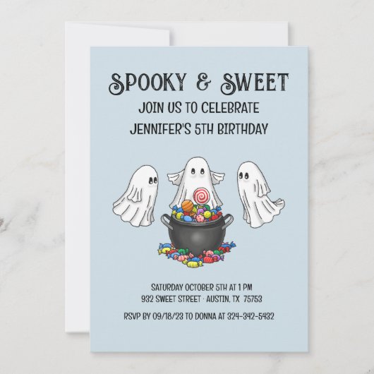 不気味&スウィートハロウィーン誕生日招待状 招待状 (正面)