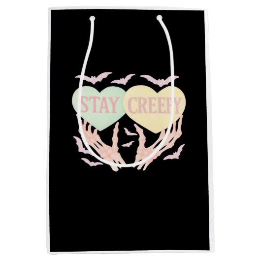 不気味 – スケルトンハンドホールドハートSweet And Sp ミディアムペーパーバッグ (正面)