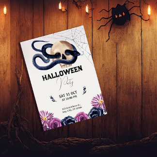 & 不気味:スタイリッシュバイオレット水色ハロウィーン 招待状