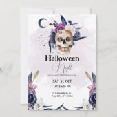 & 不気味:スタイリッシュバイオレット水色ハロウィーン 招待状 (正面)