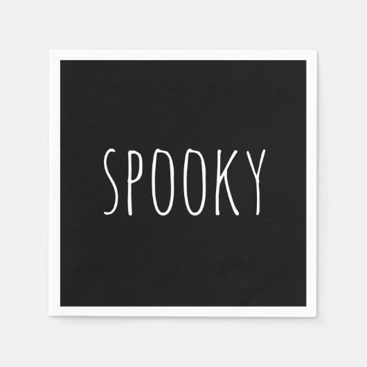 不気味.ブラック可愛いシンプルタイポグラフィハロウィーン スタンダードカクテルナプキン (正面)