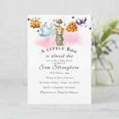 不気味&可愛いハロウィーンをテーマにした赤ちゃんシャワー招待状 招待状 (スタンド正面)