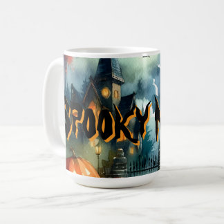 不気味&美しいハロウィーンの風景の水色 コーヒーマグカップ