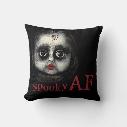 不気味AF不気味ゴシックドール顔ハロウィーン クッション (正面)