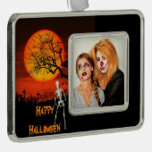 不気味Halloween Keepsake Your Family Photo シルバープレートフレームオーナメント (右)