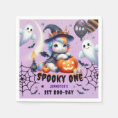 不気味ONE CUTE GIRL PURPLE HALLOWEEN 1st Birthday スタンダードカクテルナプキン (正面)