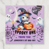 不気味ONE CUTE GIRL PURPLE HALLOWEEN 1st Birthday フェイバータグ (正面)