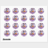 不気味ONE CUTE GIRL PURPLE HALLOWEEN 1st Birthday ラウンドシール (シート)