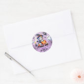 不気味ONE CUTE GIRL PURPLE HALLOWEEN 1st Birthday ラウンドシール (封筒)