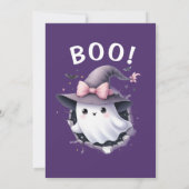 不気味ONE CUTE GIRL PURPLE HALLOWEEN 1st Birthday 招待状 (裏面)