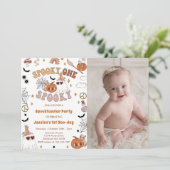 不気味One Groovyハロウィーンかわいい誕生日の写真 招待状 (スタンド正面)