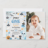 不気味One Halloween幽霊1st Birthday写真 招待状 (正面)