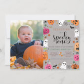 不気味One Halloween幽霊1st Birthday写真 招待状 (正面)