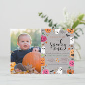 不気味One Halloween幽霊1st Birthday写真 招待状 (スタンド正面)
