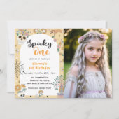 不気味One Halloween幽霊1st Birthday写真 招待状 (正面)