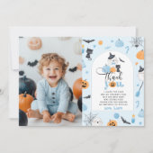 不気味One Halloween誕生日フォトサンキューカード 招待状 (正面)
