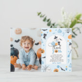 不気味One Halloween誕生日フォトサンキューカード 招待状 (スタンド正面)