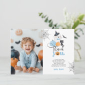不気味One Halloween誕生日フォトサンキューカード 招待状 (スタンド正面)