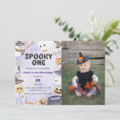 不気味One Halloween 1st Birthdayパーティー写真 招待状 (スタンド正面)