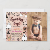 不気味One Halloween 1st Birthdayパーティー写真 招待状 (正面)