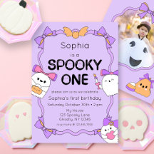 不気味One Halloween 1st Birthday Photo招待状