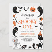 不気味One Halloween Boy Photo 1st Birthday 招待状 (正面)