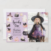 不気味One Halloween Girl 1st誕生日パーティー写真 招待状 (正面)