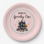 不気味One Pink Halloween 1st Birthdayパーティー ペーパープレート (正面)