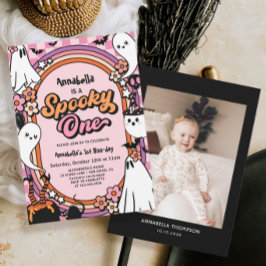 不気味One Pink Halloween 1st Birthdayパーティー 招待状