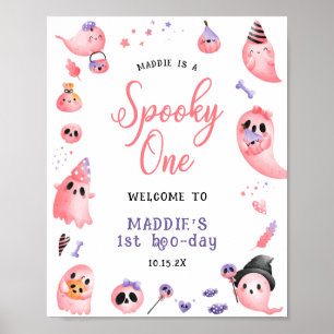 不気味One Pink Halloween 1st Birthday Welcome ポスター