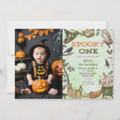 不気味One Witch Halloween 1st Birthday写真 招待状 (正面)
