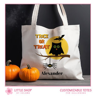 不気味Owl Kidsハロウィーントリックまたはトリート トートバッグ