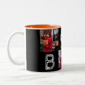 不気味Pumpkins Halloween Familyフォトコラージュ ツートーンマグカップ (左)