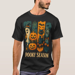 不気味Season Halloween -幽霊、カボチャ、猫 Tシャツ