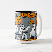 不気味Sips:不気味幽霊&パンプキンハロウィンマグ ツートーンマグカップ (正面右)