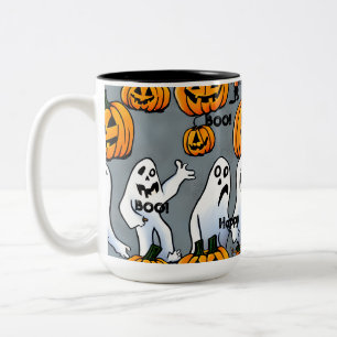 不気味Sips:不気味幽霊&パンプキンハロウィンマグ ツートーンマグカップ