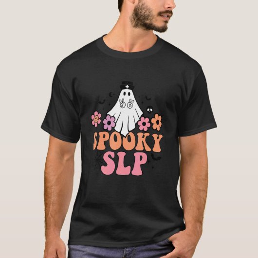 不気味SLP言語病理医幽霊ハロ Tシャツ (正面)