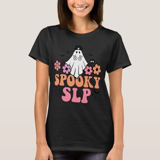 不気味SLP言語病理医幽霊ハロ Tシャツ (正面)