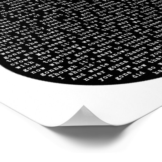 不注意なウィスパーブラック&ホワイトギターソング歌詞 ポスター (角)