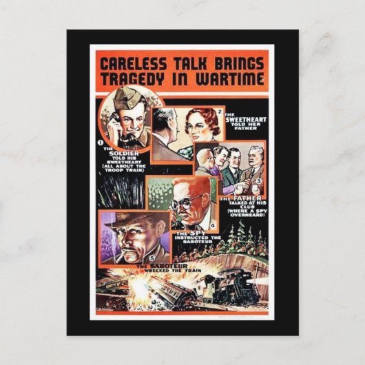 不注意な話は戦時中の悲劇をもたらす ポストカード (正面)