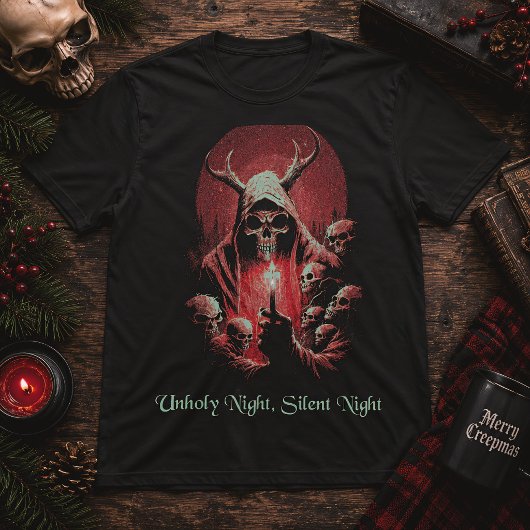 不浄の夜 静かな夜 オカルト ゴシック クリスマス Tシャツ