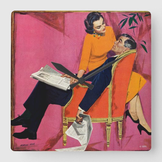 不満の年 スクエア壁時計 (正面)