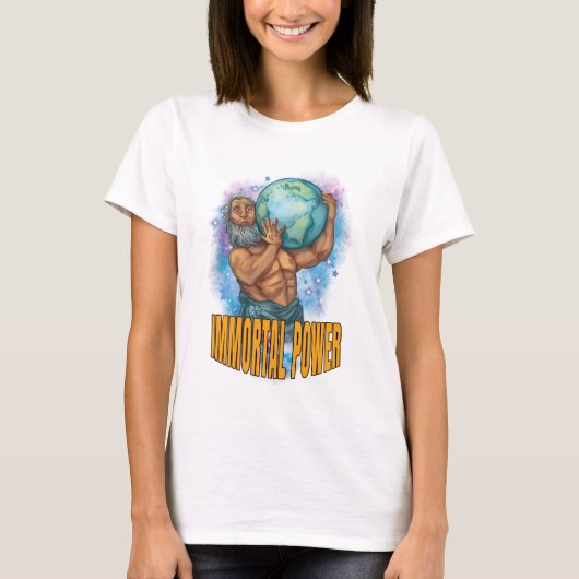 不滅パワーウィメンズホワイト Tシャツ (正面)