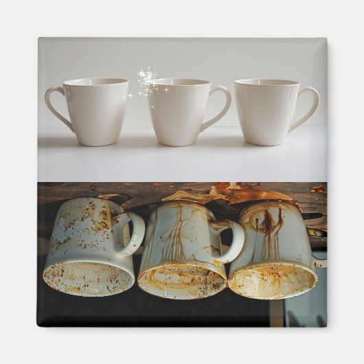 不潔またはクリーンなコーヒーカップ食洗機 マグネット (正面)