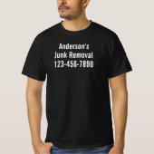 不用品回収業者の名前 電話 社員 ブラック Tシャツ (正面)