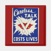 不用意なトークヴィンテージ戦争ポスター磁石 マグネット (正面)